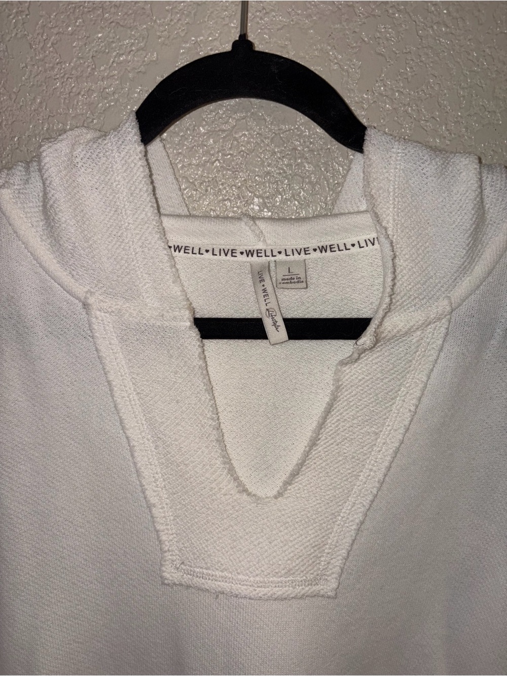 EUC Live Well “Boho✌🏻Hooded Longsleeve Top w/Crochet Detail” Off White Sz Large - Picture 3 of 14